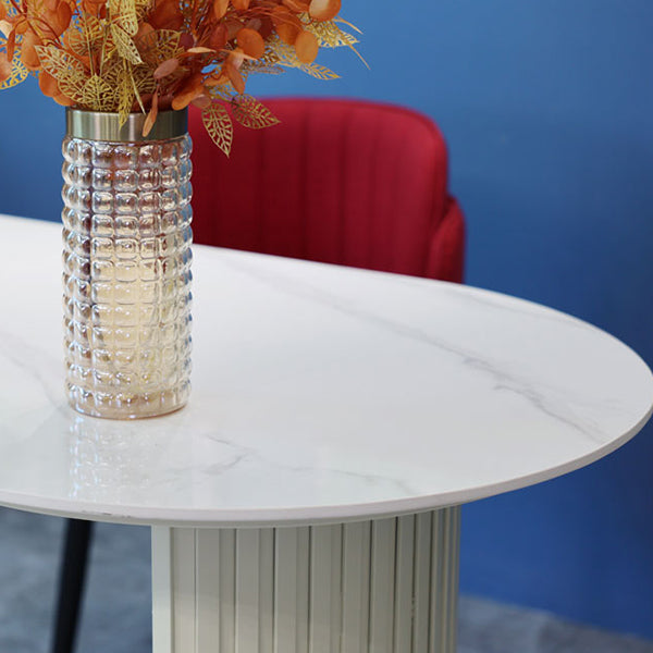 Contemporary White Standard Dining Table Irregular Sintered Stone Dining Table for Kitchen