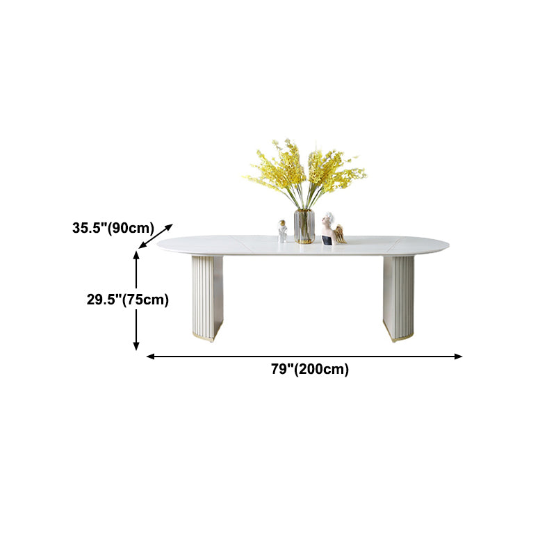 Contemporary White Standard Dining Table Irregular Sintered Stone Dining Table for Kitchen