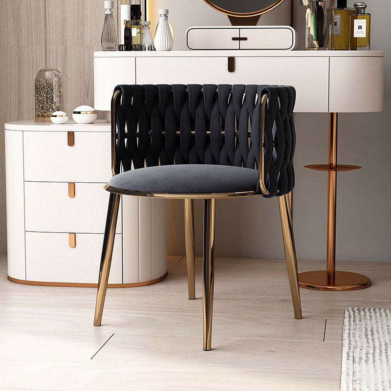 Scandinavian Armless Solid Back Chair Upholstered Fabric Dining Side Chair