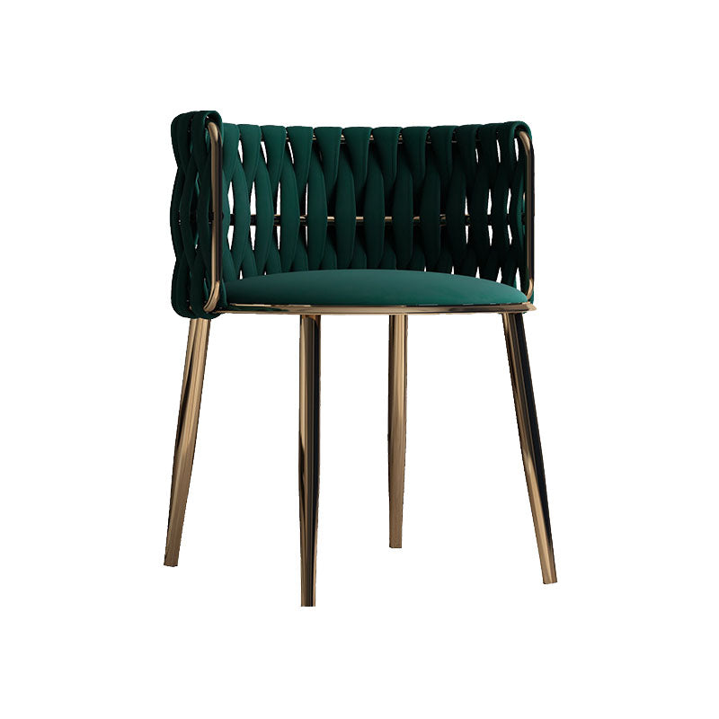 Scandinavian Armless Solid Back Chair Upholstered Fabric Dining Side Chair