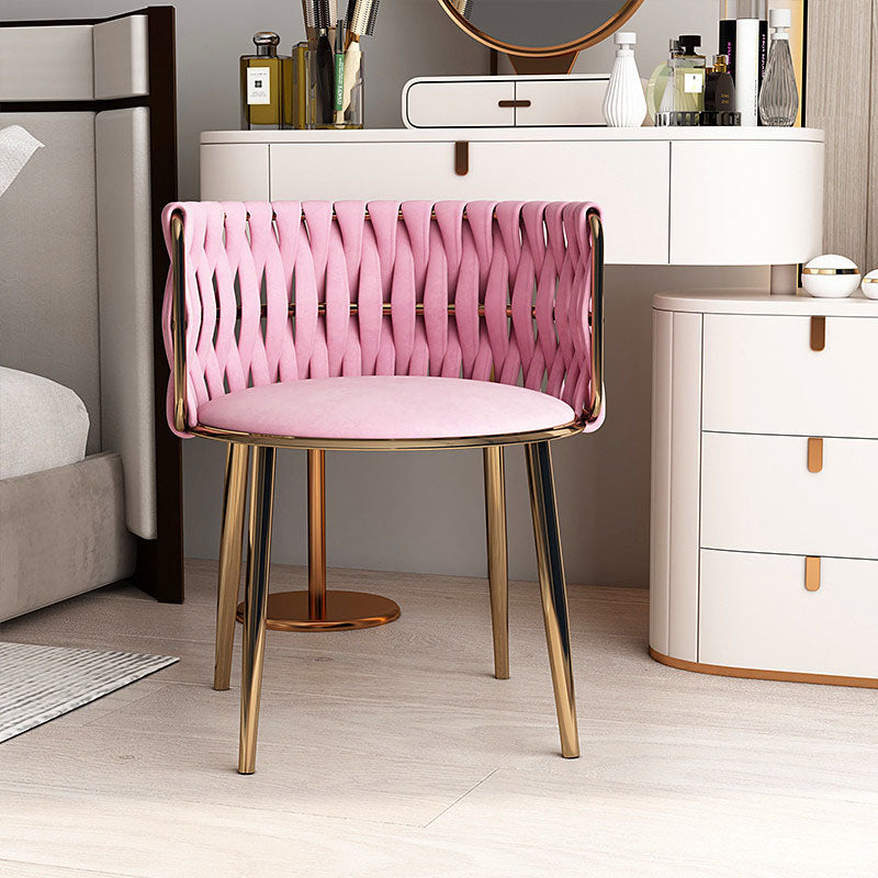 Scandinavian Armless Solid Back Chair Upholstered Fabric Dining Side Chair
