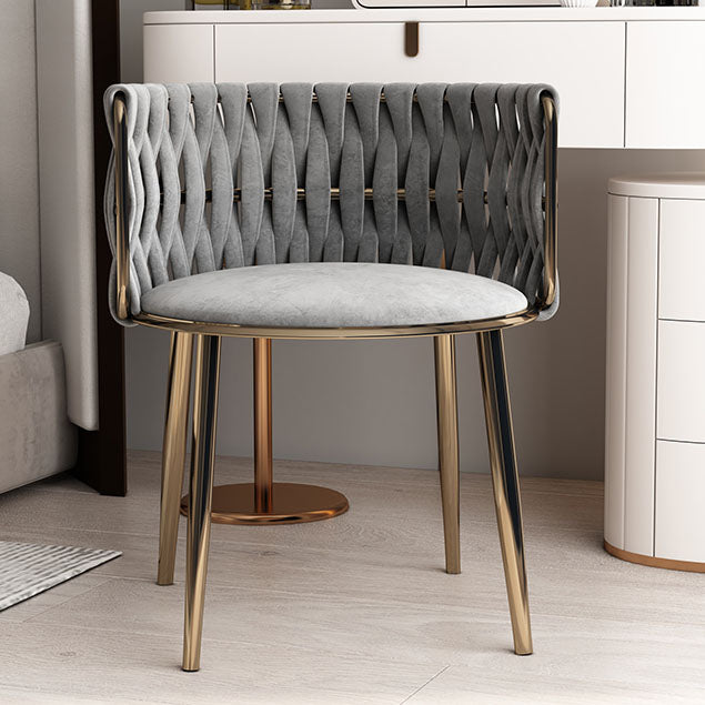 Scandinavian Armless Solid Back Chair Upholstered Fabric Dining Side Chair