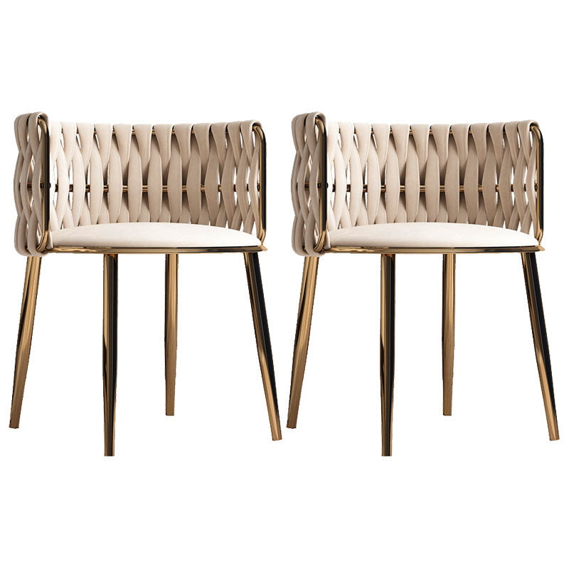 Scandinavian Armless Solid Back Chair Upholstered Fabric Dining Side Chair