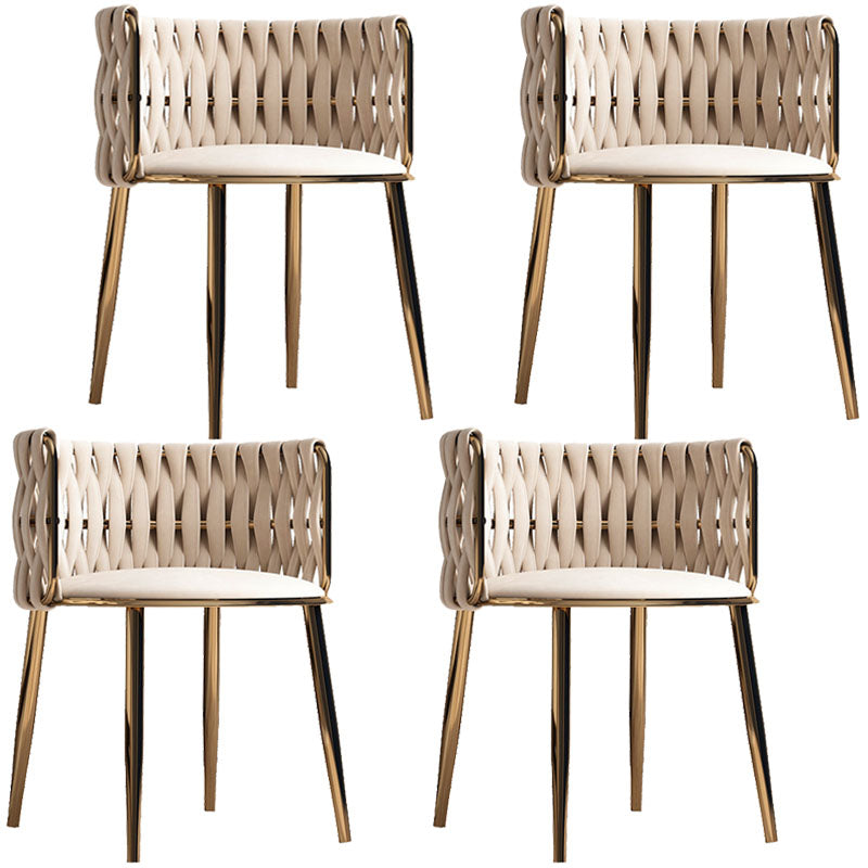 Scandinavian Armless Solid Back Chair Upholstered Fabric Dining Side Chair