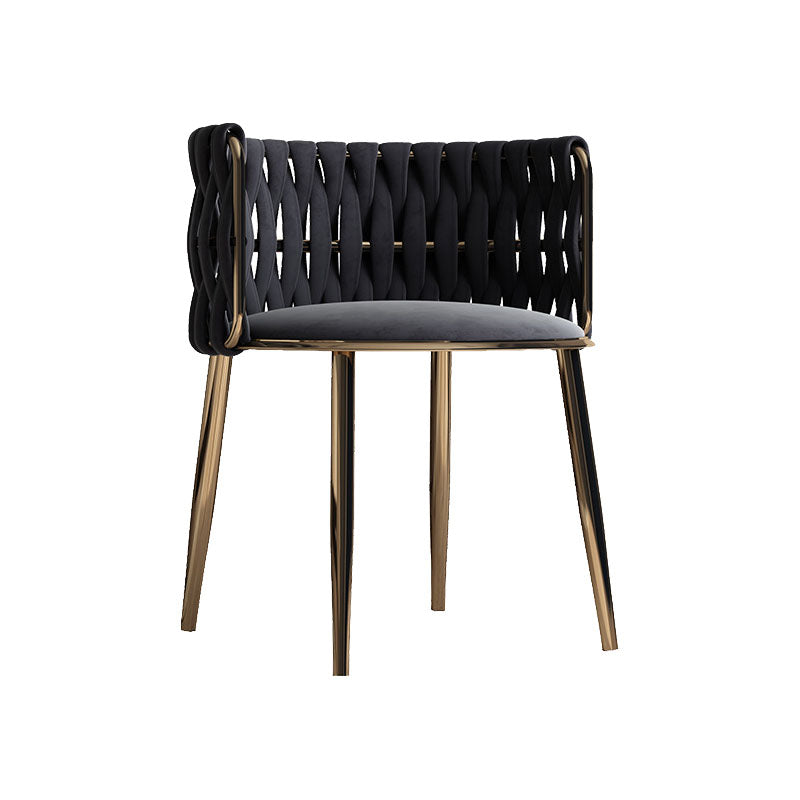 Scandinavian Armless Solid Back Chair Upholstered Fabric Dining Side Chair