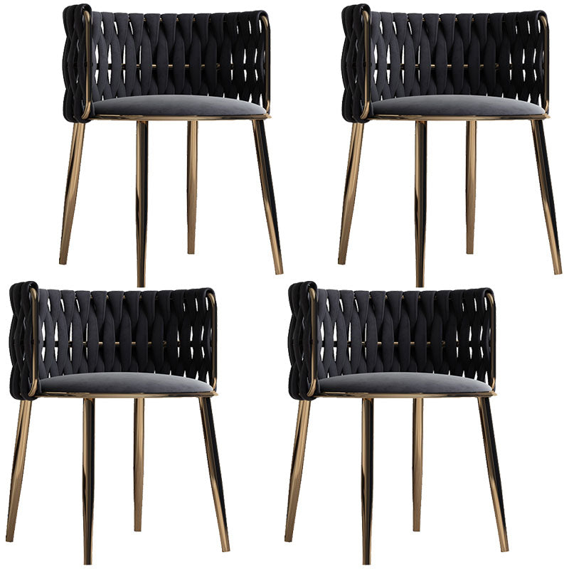 Scandinavian Armless Solid Back Chair Upholstered Fabric Dining Side Chair