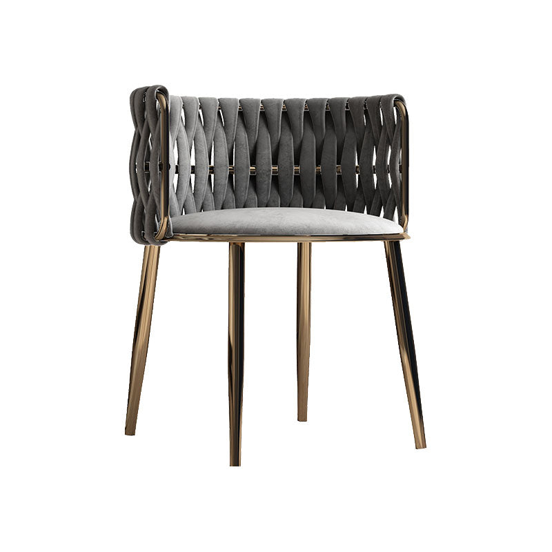 Scandinavian Armless Solid Back Chair Upholstered Fabric Dining Side Chair