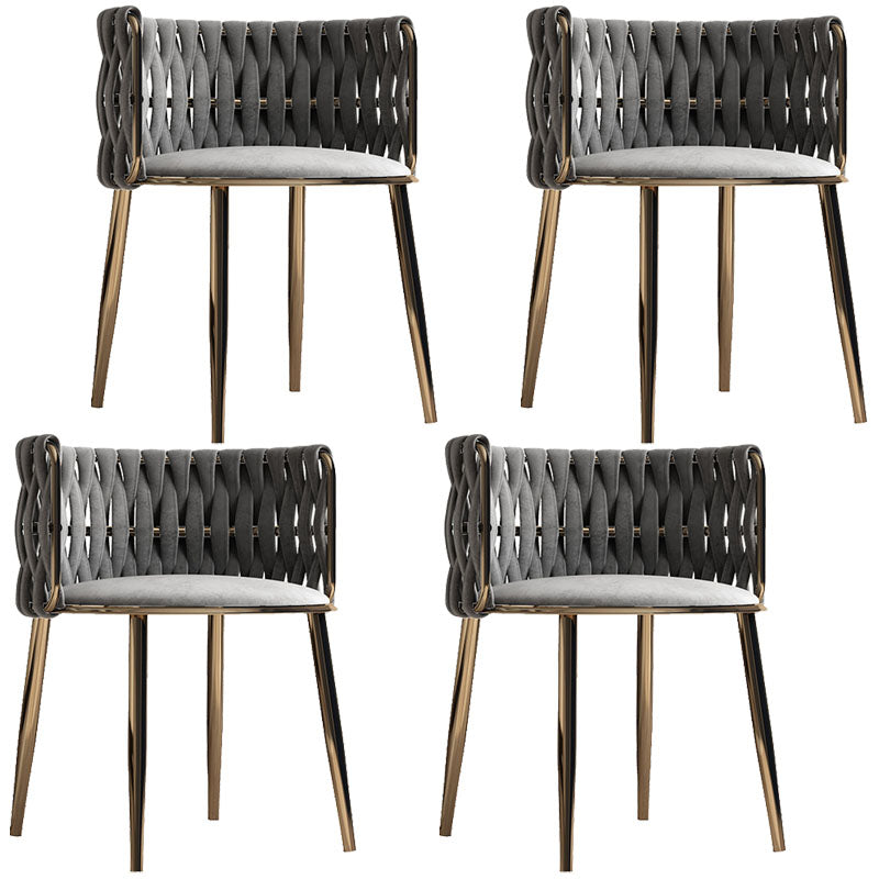Scandinavian Armless Solid Back Chair Upholstered Fabric Dining Side Chair