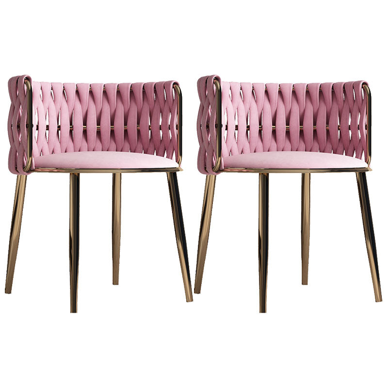 Scandinavian Armless Solid Back Chair Upholstered Fabric Dining Side Chair