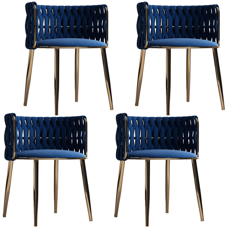Scandinavian Armless Solid Back Chair Upholstered Fabric Dining Side Chair