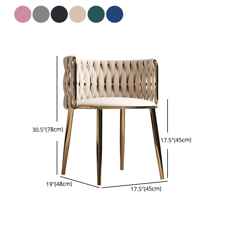 Scandinavian Armless Solid Back Chair Upholstered Fabric Dining Side Chair