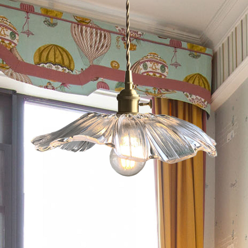 Moderne stijl lotus blad hanger licht transparant glas 1 lichthangende lamp voor balkon