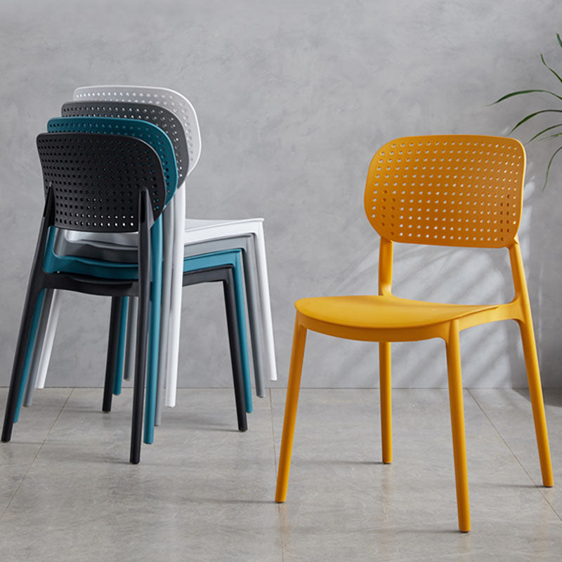 Minimalist Design Plastic Dining Armless Chair Open Back Dining Side Chairs