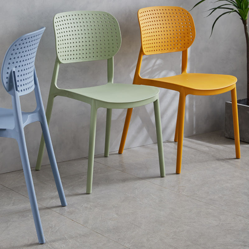 Minimalist Design Plastic Dining Armless Chair Open Back Dining Side Chairs