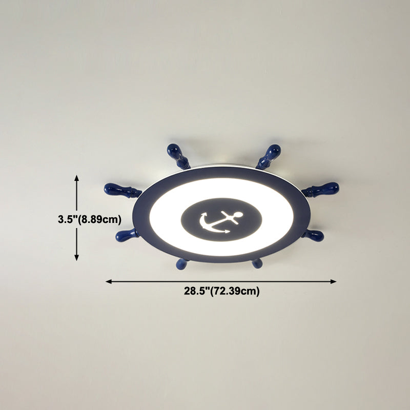 Circular Shape LED Ceiling Lamp Kids Style Iron 2 Lights Flush Mount for Bedroom