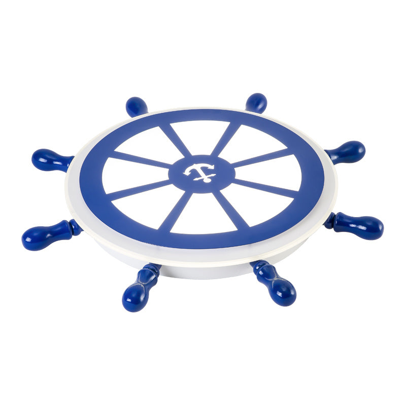 Round Shape LED Ceiling Lamp Kids Style Steel 2 Lights Flush Mount for Bedroom