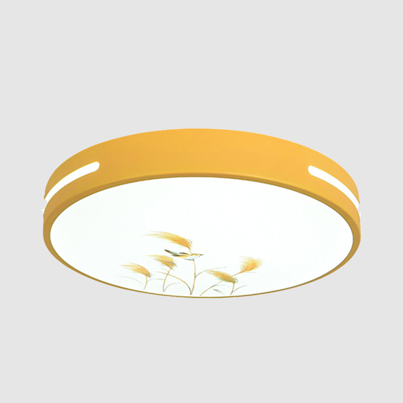 Round Shape LED Ceiling Lamp Kids Style Iron 1 Light Flush Mount for Dining Room