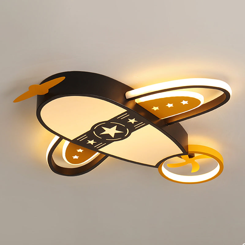Plane Shape LED Ceiling Lamp Kids Style Iron 6 Lights Flush Mount for Bedroom