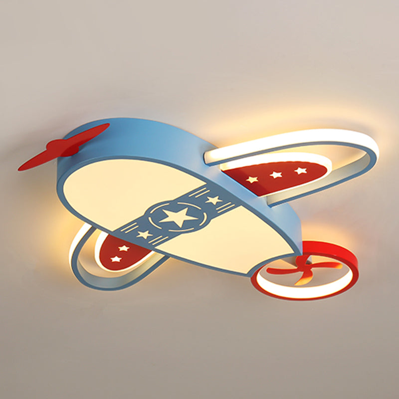Plane Shape LED Ceiling Lamp Kids Style Iron 6 Lights Flush Mount for Bedroom