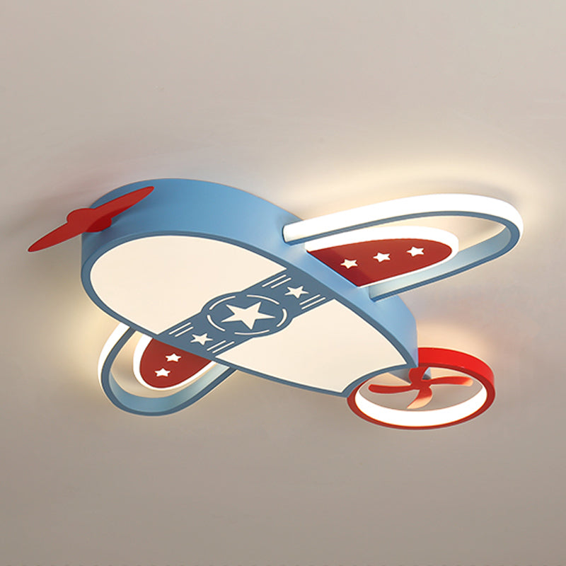 Plane Shape LED Ceiling Lamp Kids Style Iron 6 Lights Flush Mount for Bedroom