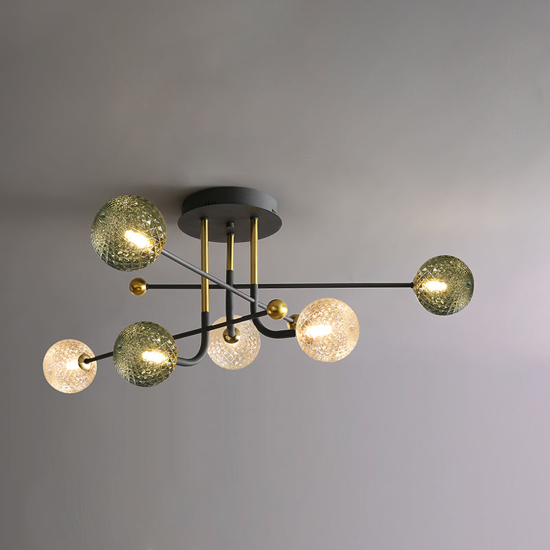 Glass Round Ceiling Light Fixture Modern Style Semi Flush Ceiling Light