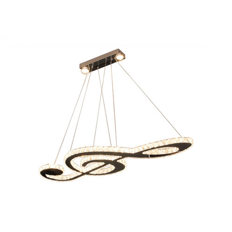Contemporary Pendant Lights Note Shape Island Lights Crystal 3 Light for Kitchen Island