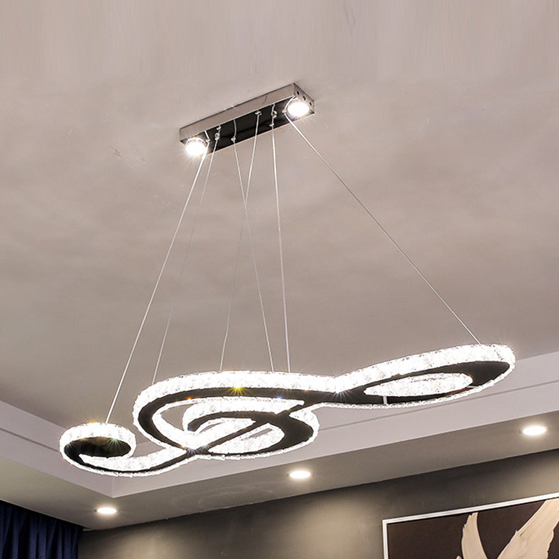 Contemporary Pendant Lights Note Shape Island Lights Crystal 3 Light for Kitchen Island