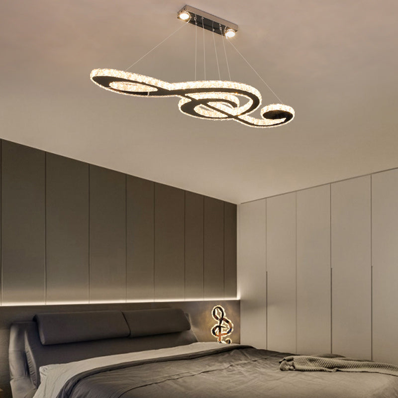Contemporary Pendant Lights Note Shape Island Lights Crystal 3 Light for Kitchen Island