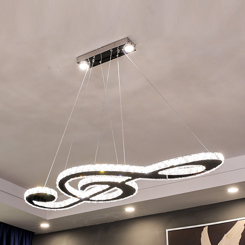 Contemporary Pendant Lights Note Shape Island Lamps Crystal 3 Light for Kitchen Island