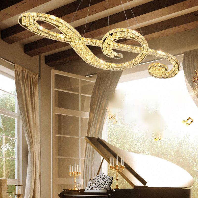 Contemporary Pendant Lights Note Shape Island Lights Crystal 2 Light for Kitchen Island