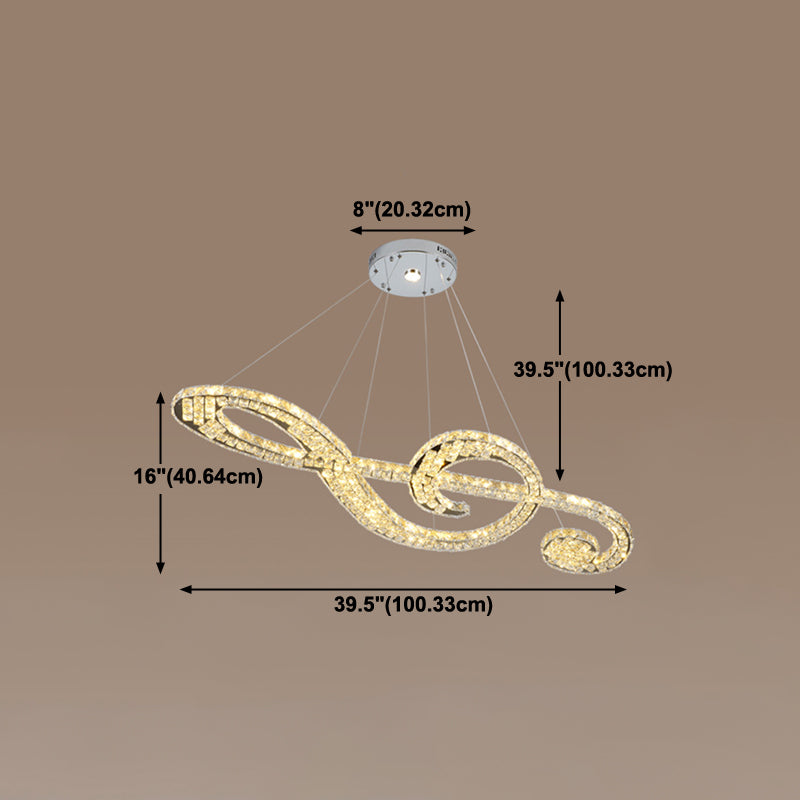 Contemporary Pendant Lights Note Shape Island Lights Crystal 2 Light for Kitchen Island