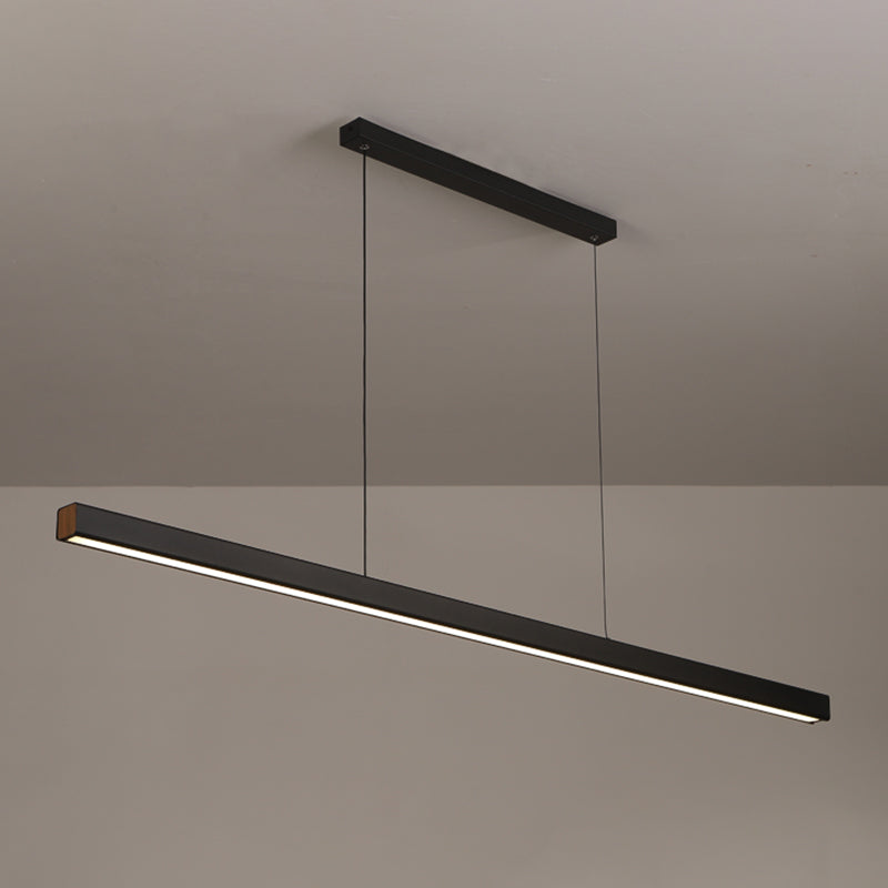 Black Metal Island Lighting Fixtures Modern 1-Light Linear Restaurant LED Suspension Lamp