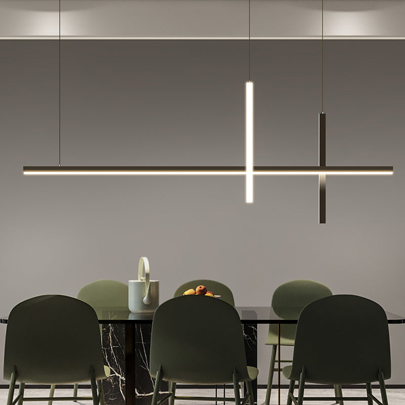 Modern Aluminium Island Lighting Fixtures Linear 3-Head Restaurant LED Suspension Lamp