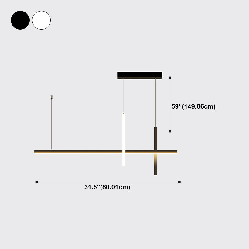 Modern Aluminium Island Lighting Fixtures Linear 3-Head Restaurant LED Suspension Lamp
