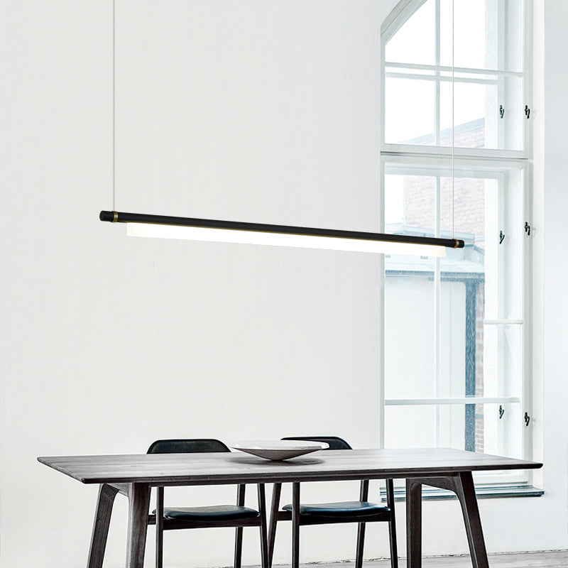 Modern Rectangle Island Lighting Fixtures 1-Light Restaurant LED Suspension Lamp