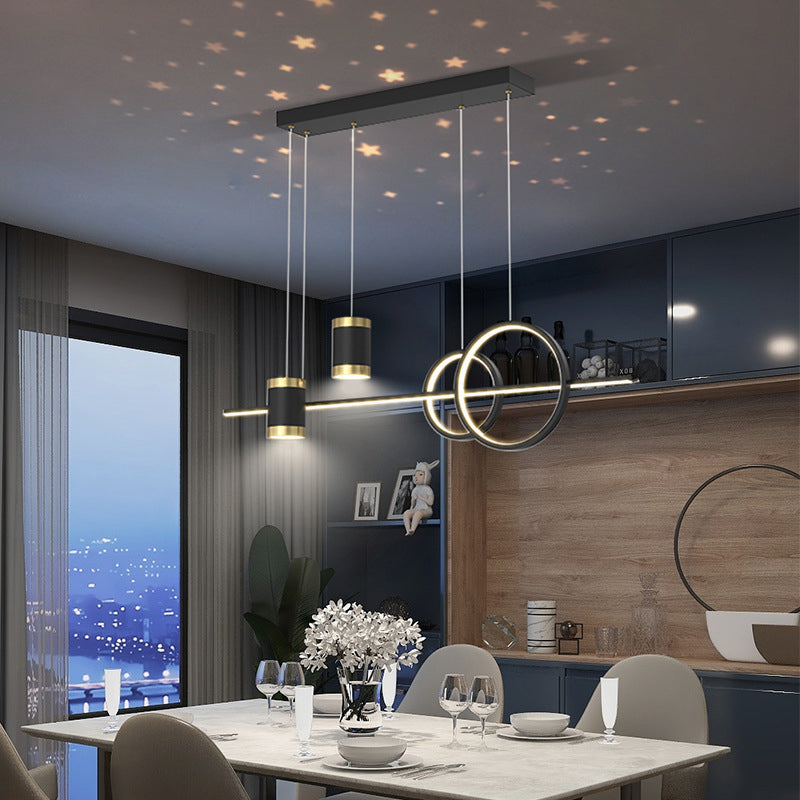 Modern Style Geometric Hanging Pendant Lights Metal 5 Light Pendant Light Fixtures