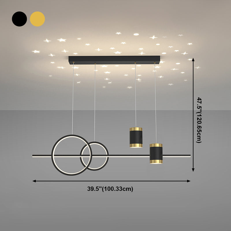 Modern Style Geometric Hanging Pendant Lights Metal 5 Light Pendant Light Fixtures