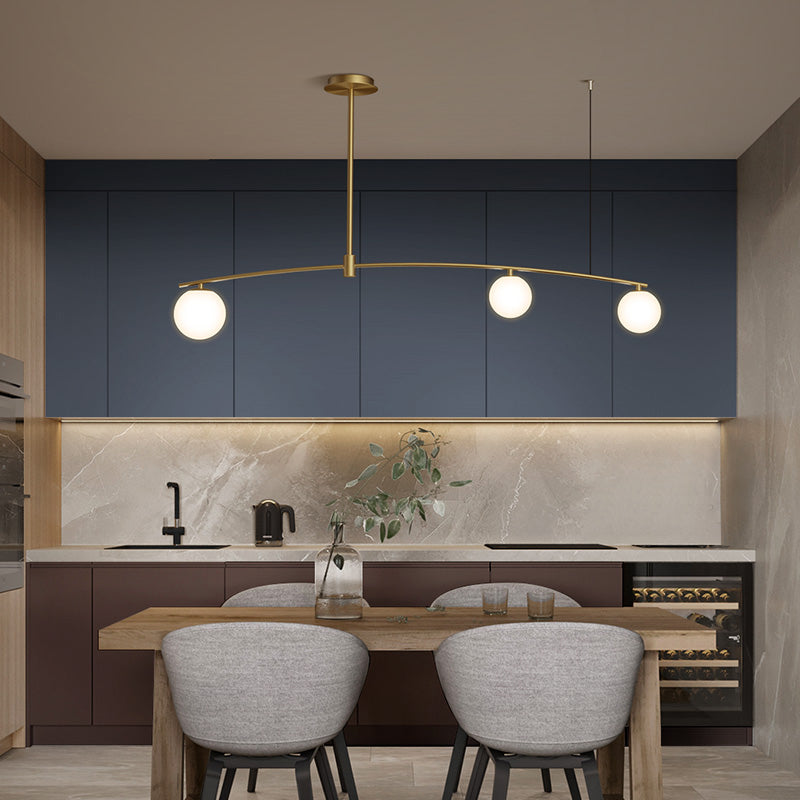 Contemporary Island Light Sphere Glass Island Chandelier Lights in Gold