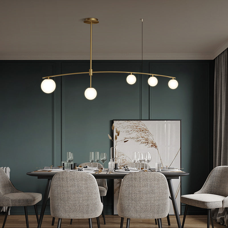 Contemporary Island Light Sphere Glass Island Chandelier Lights in Gold