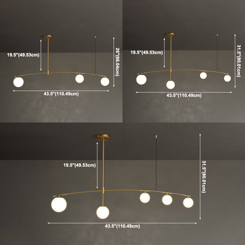 Contemporary Island Light Sphere Glass Island Chandelier Lights in Gold