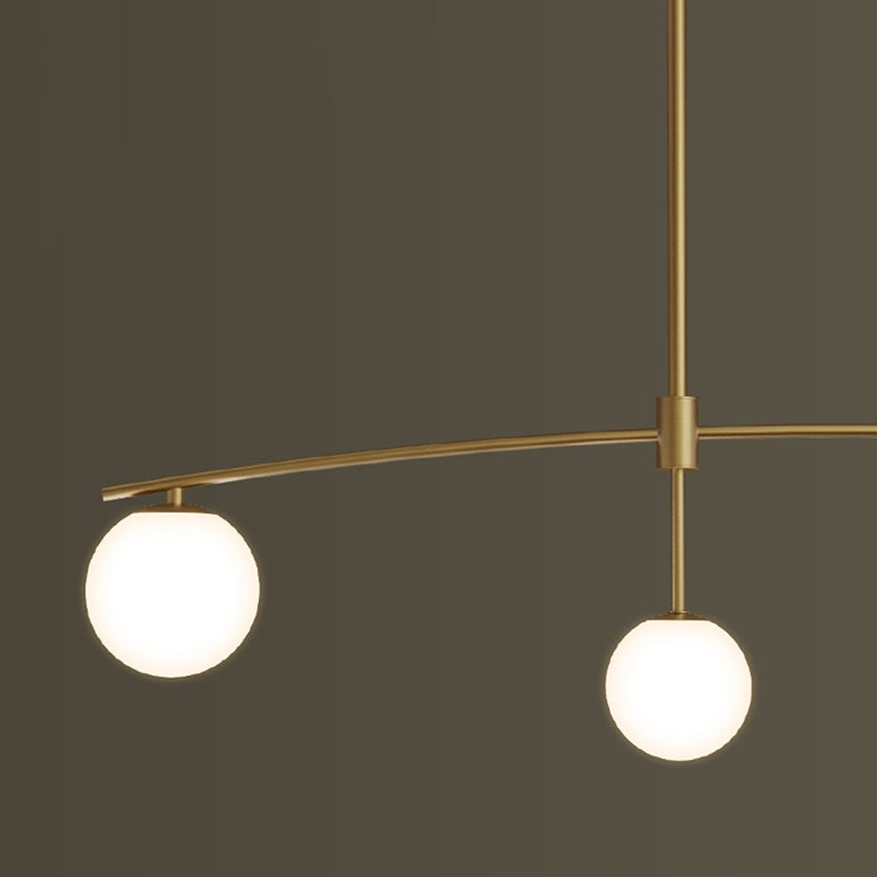 Contemporary Island Light Sphere Glass Island Chandelier Lights in Gold