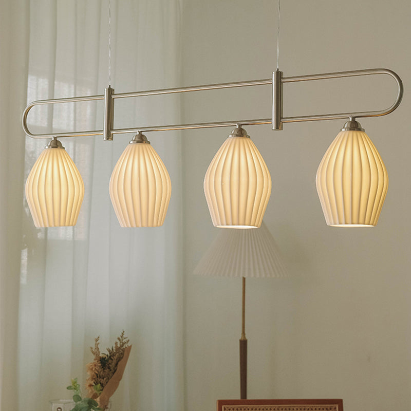Contemporary Island Light Lantern-Shaped Ceramics 4 Light Island Pendant Lights