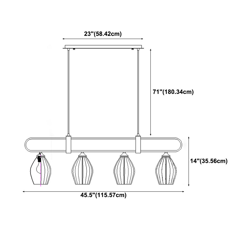 Contemporary Island Light Lantern-Shaped Ceramics 4 Light Island Pendant Lights