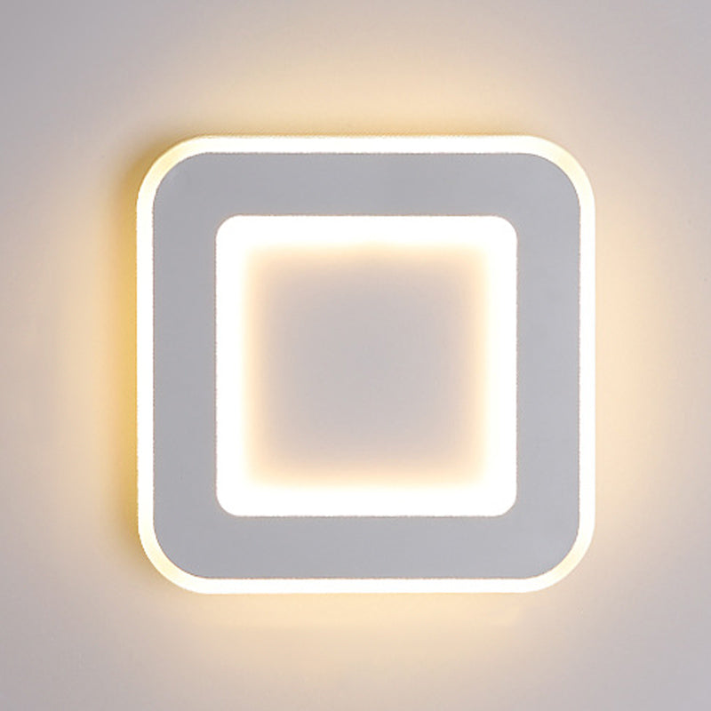 Round Wall Mount Light Simple LED Wall Sconce Light with Acrylic Shade for Bedroom