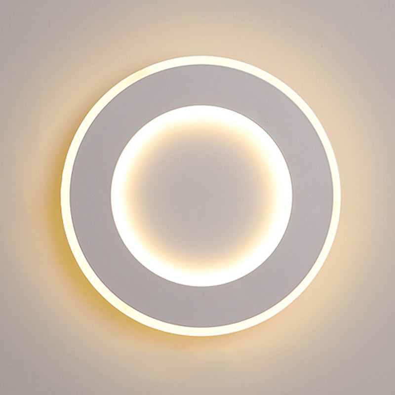 Round Wall Mount Light Simple LED Wall Sconce Light with Acrylic Shade for Bedroom