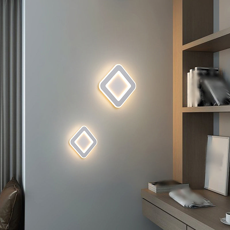 Round Wall Mount Light Simple LED Wall Sconce Light with Acrylic Shade for Bedroom