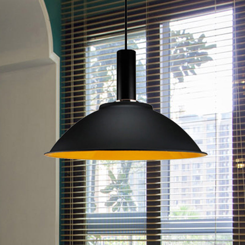 Luz de colgante contemporáneo de tazón 11 "/14" de ancho 1 bombilla aluminio colgante luz para fábrica de galería