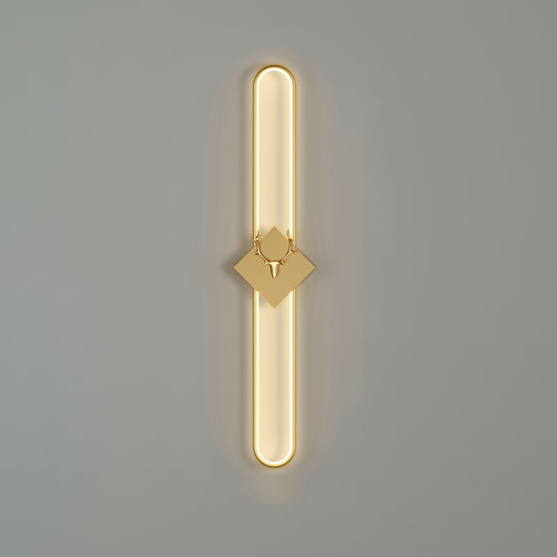 Metal Oval Wall Light Nordic Style LED Wall Sconce with Antlers for Living Room