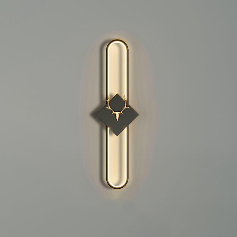 Metal Oval Wall Light Nordic Style LED Wall Sconce with Antlers for Living Room