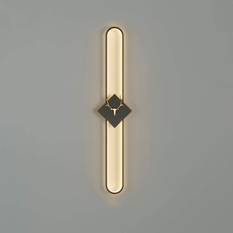 Metal Oval Wall Light Nordic Style LED Wall Sconce with Antlers for Living Room